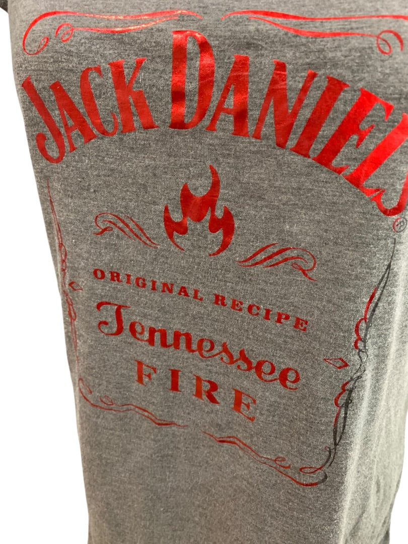 Large J. America Womens Jack Daniels Gray Tshirt V-Neck