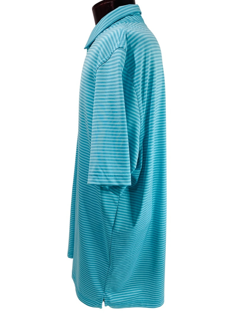 XL Vineyard Vines Mens Golf Polo Turquoise Stripe Short Sleeve Shirt