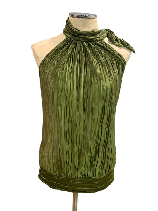 Small Heart Soul Olive Green Womens Pleated Blouse Shirt Sleeveless