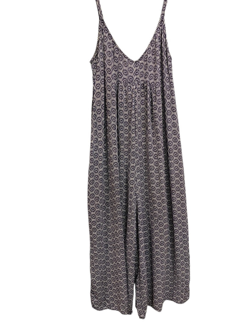 XS Floreat Romper Womens Navy Blue Print Sleeveless Jumpsuit Capri Crop