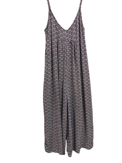XS Floreat Romper Womens Navy Blue Print Sleeveless Jumpsuit Capri Crop