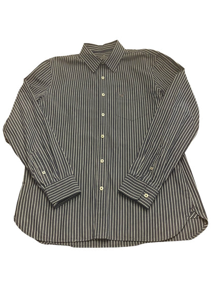 Large American Eagle Outfitters Striped Button Up Mens Shirt Blue