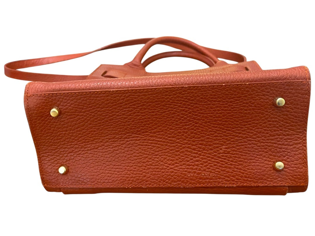 Furla Rust Pebbled Leather Handbag Satchel Shoulder Strap Italy