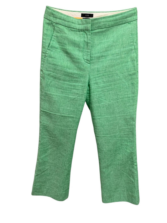 Size 4 J.Crew Hayden Womens Green Crop Pants Linen Blend