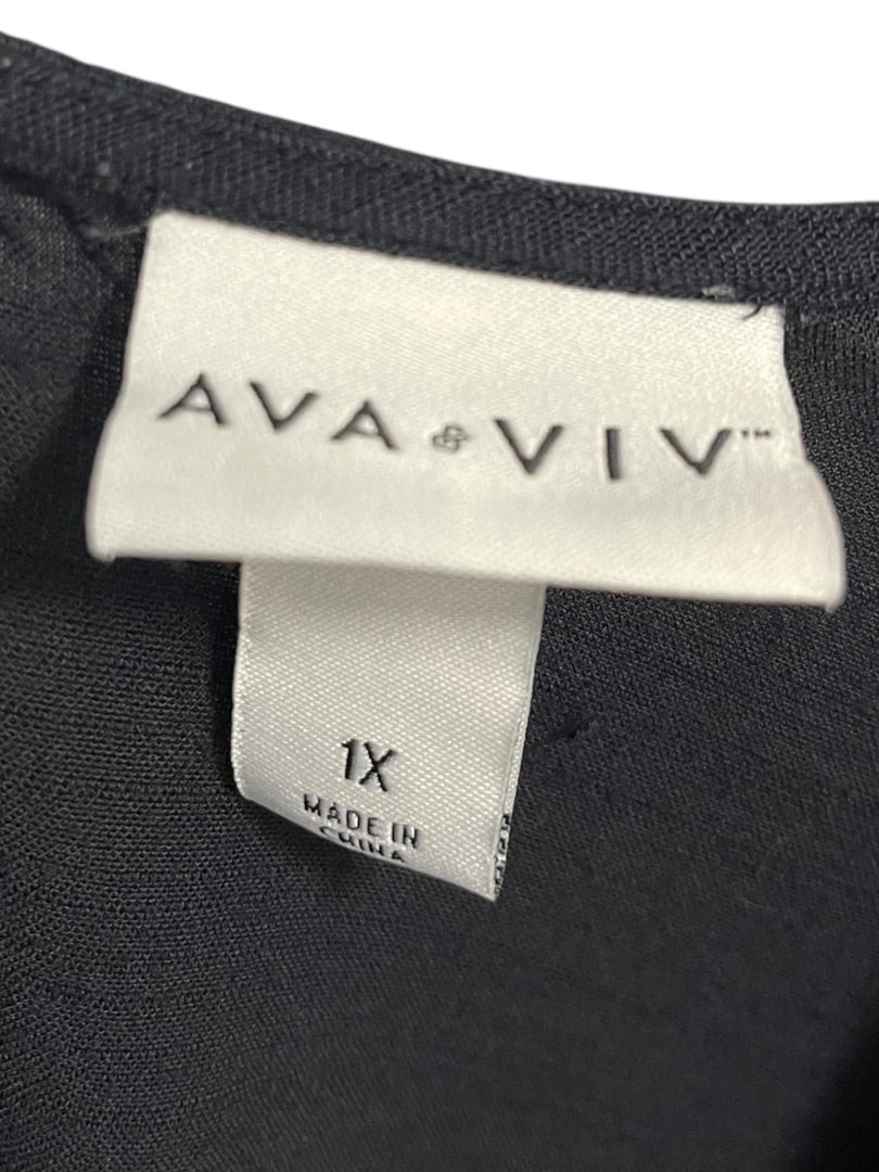 Size 1X Ava & Viv Short Sleeve Shorts Romper with Side Tie Black