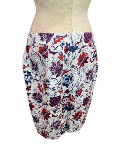 Size 10P Ann Taylor Petite Lined Cotton Skirt Back Zip Floral Print