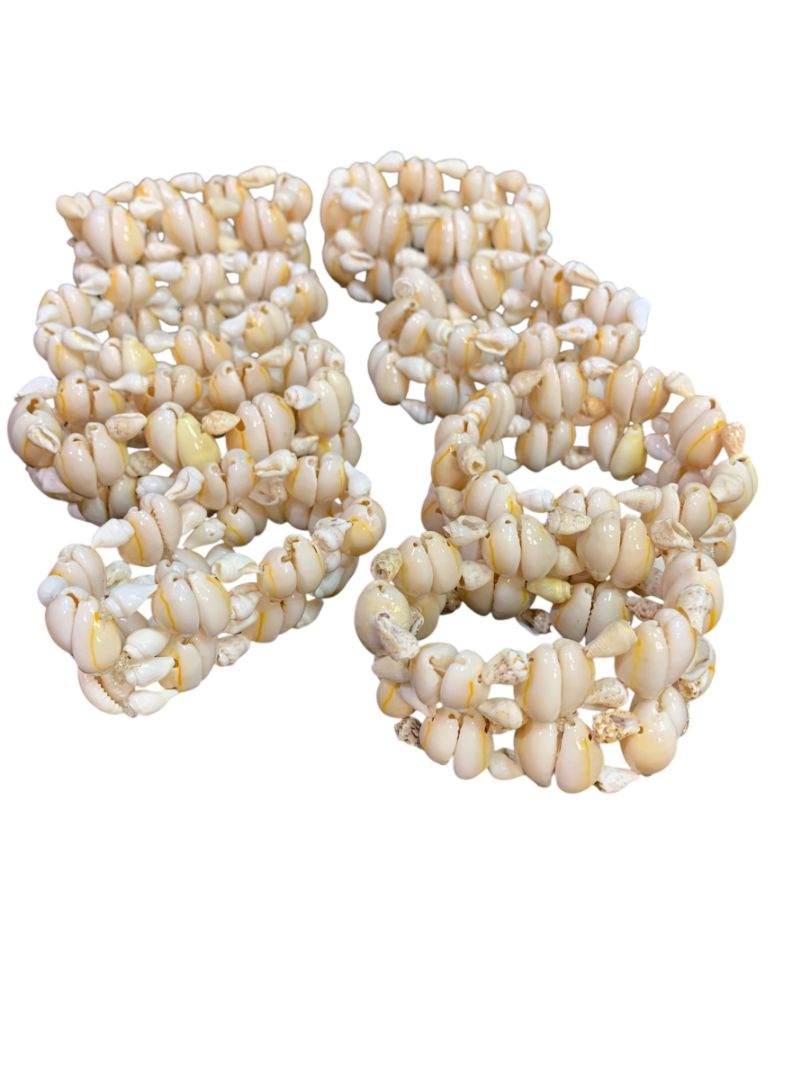 Set of 8 Seashell Napkin Rings Cowrie Shell Beach Home