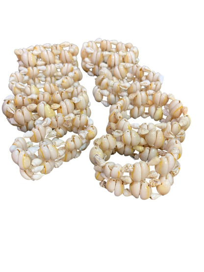 Set of 8 Seashell Napkin Rings Cowrie Shell Beach Home