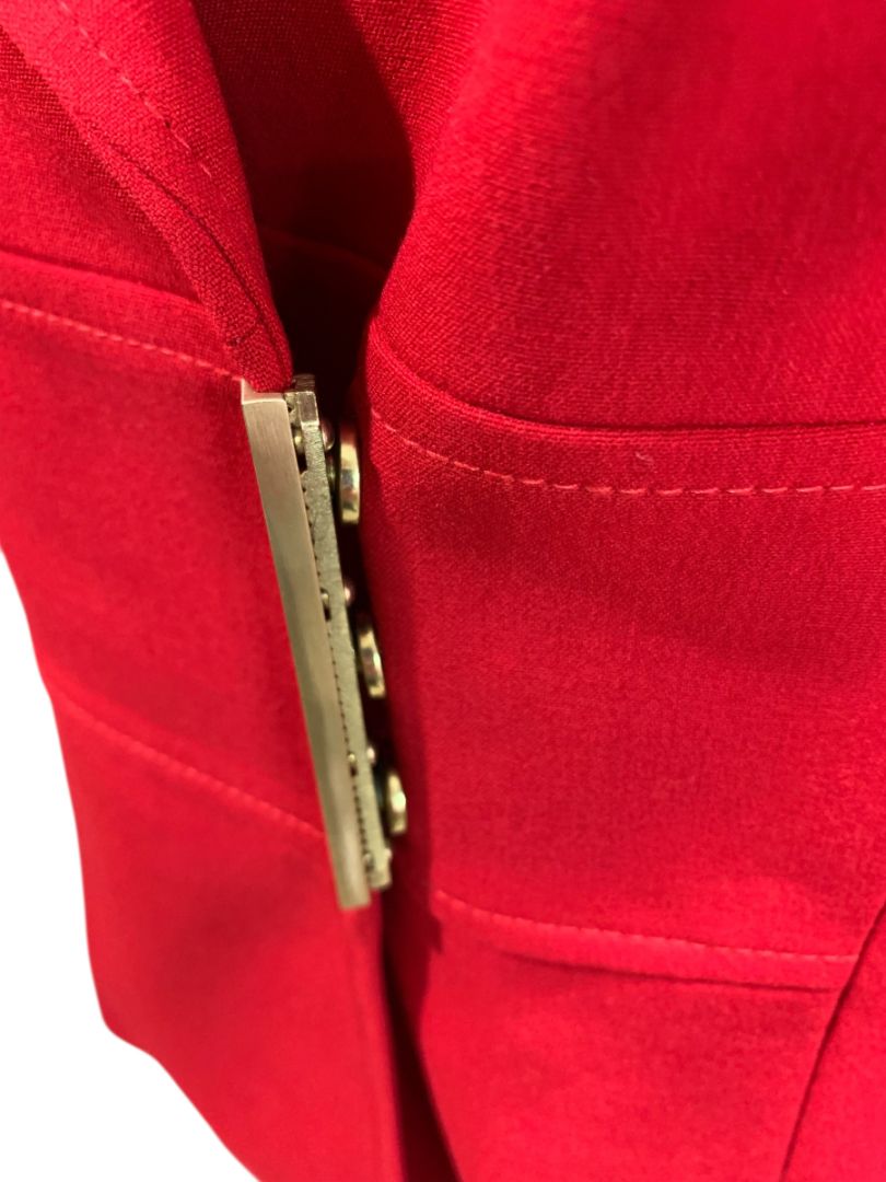 Size 6 Calvin Klein Red Skirt Suit Jacket Snap Closure