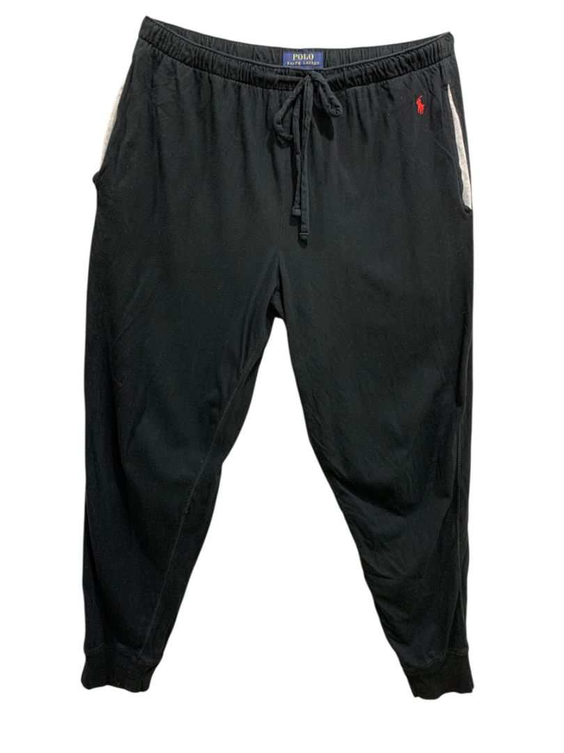 Large Polo Ralph Lauren Mens Sleep Pants Black Elastic Drawstring Waist Joggers