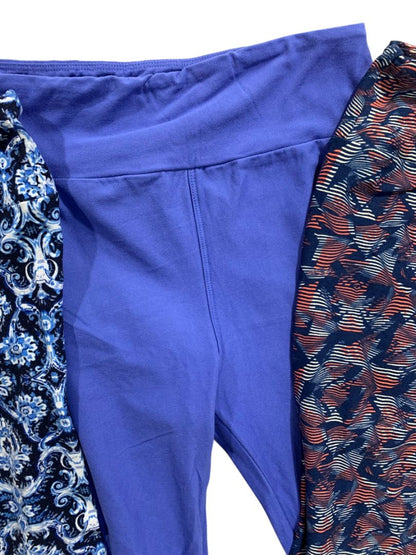 One Size LulaRoe Womens Leggings 3 Pair Assorted Purples Blues