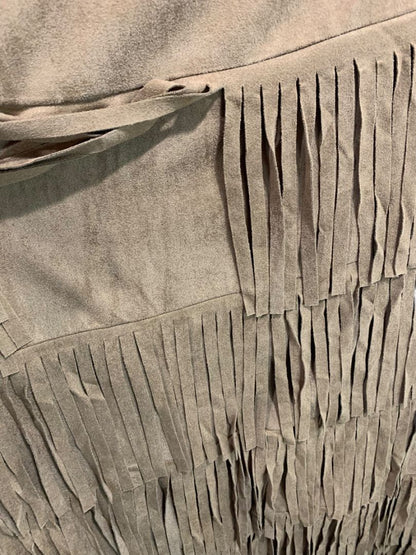 Size 3X Back in the Saddle Brown Fringed Midi Skirt Faux Suede Western