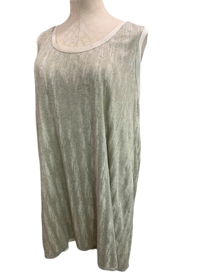 Size 2X Daisy Fuentes Woman Shift Tunic Dress Metallic Overlay