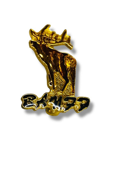 Vintage Banff Canada Resin Moose Elk Lapel Pin 1" Goldtone