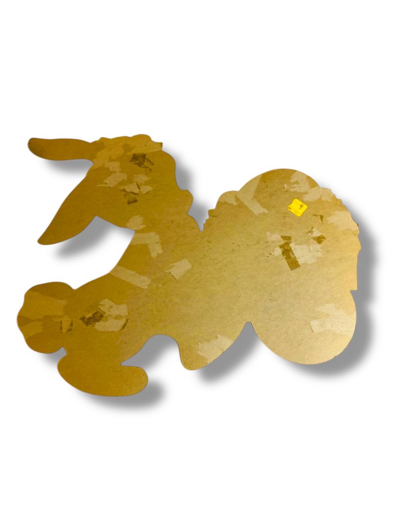 Vintage Bunny Rabbit Pushing Wheelbarrow 16" Diecut Cute Easter