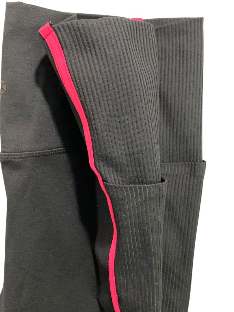 Medium Danskin Womens Black Leggings Pockets Pink Stripe