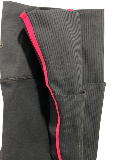 Medium Danskin Womens Black Leggings Pockets Pink Stripe