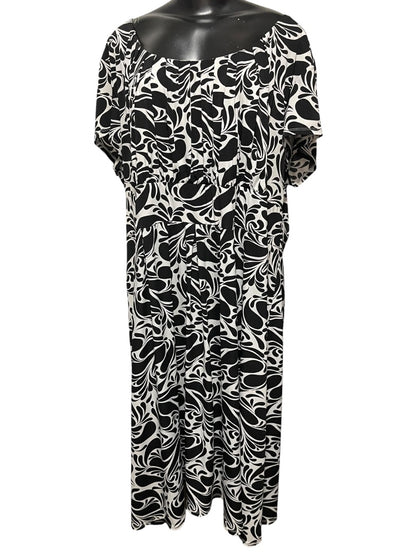 28W Merona Shore Sleeve Top Lined Long Dress Black & White
