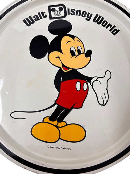 1970s Walt Disney World Mickey Mouse Tin Metal Plate 10.75" Tray