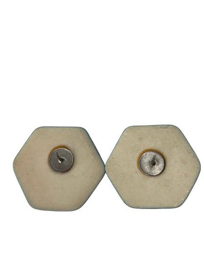 1980s Hexagon Earrings Geometric Abstract Post Pierced 1"