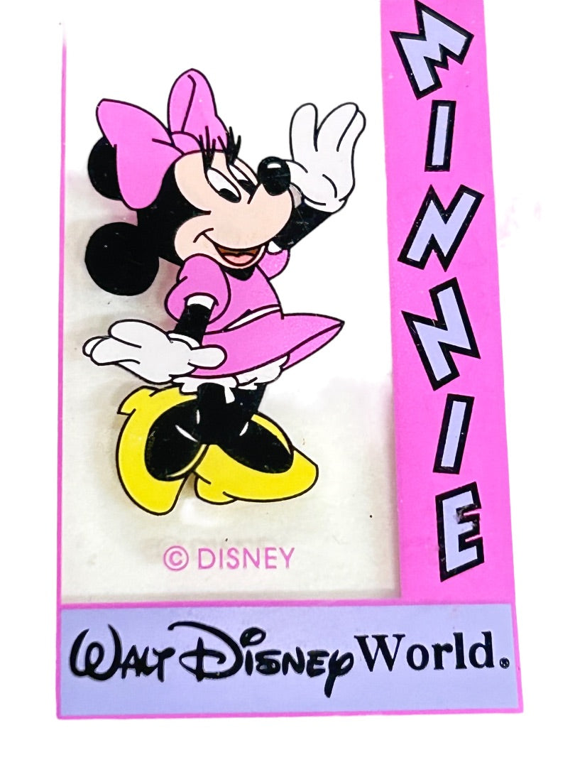 Walt Disney World Minnie Mouse Acrylic Keychain Key Ring Pink Purple