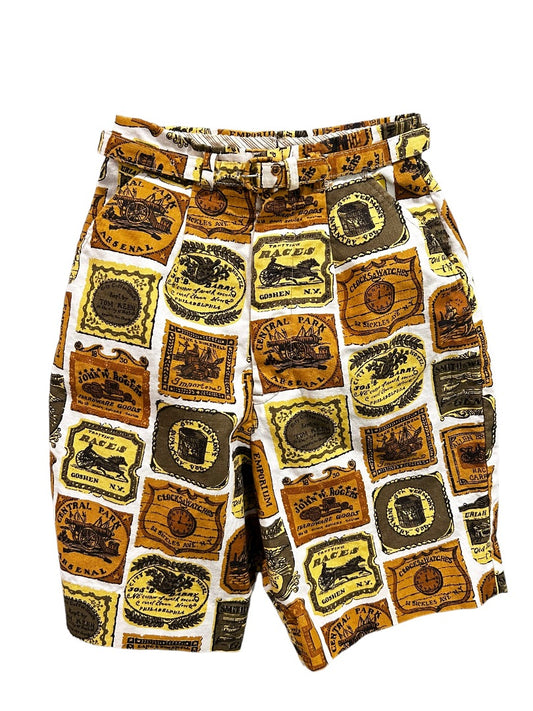 Pantomaker New York Women's Vintage 1960s Historical Print Shorts Belt