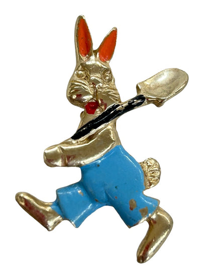 Vintage Scatter Pins Set of 2 Rabbit Farming Bunny Enameled 1.25"