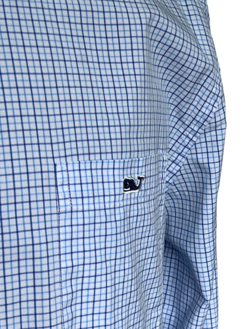 Size Medium Vineyard Vines Blue Check Classic Fit Tucker Shirt Long Sleeve