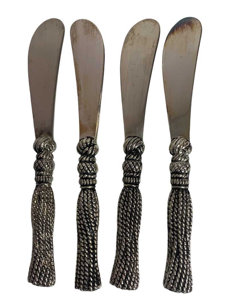 Elegance 4 Piece Hors D'oeuvres Spreader Knife Braided Tassel Handle