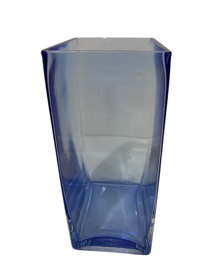 Blue Art Glass Rectangular Vase 9 Inch High