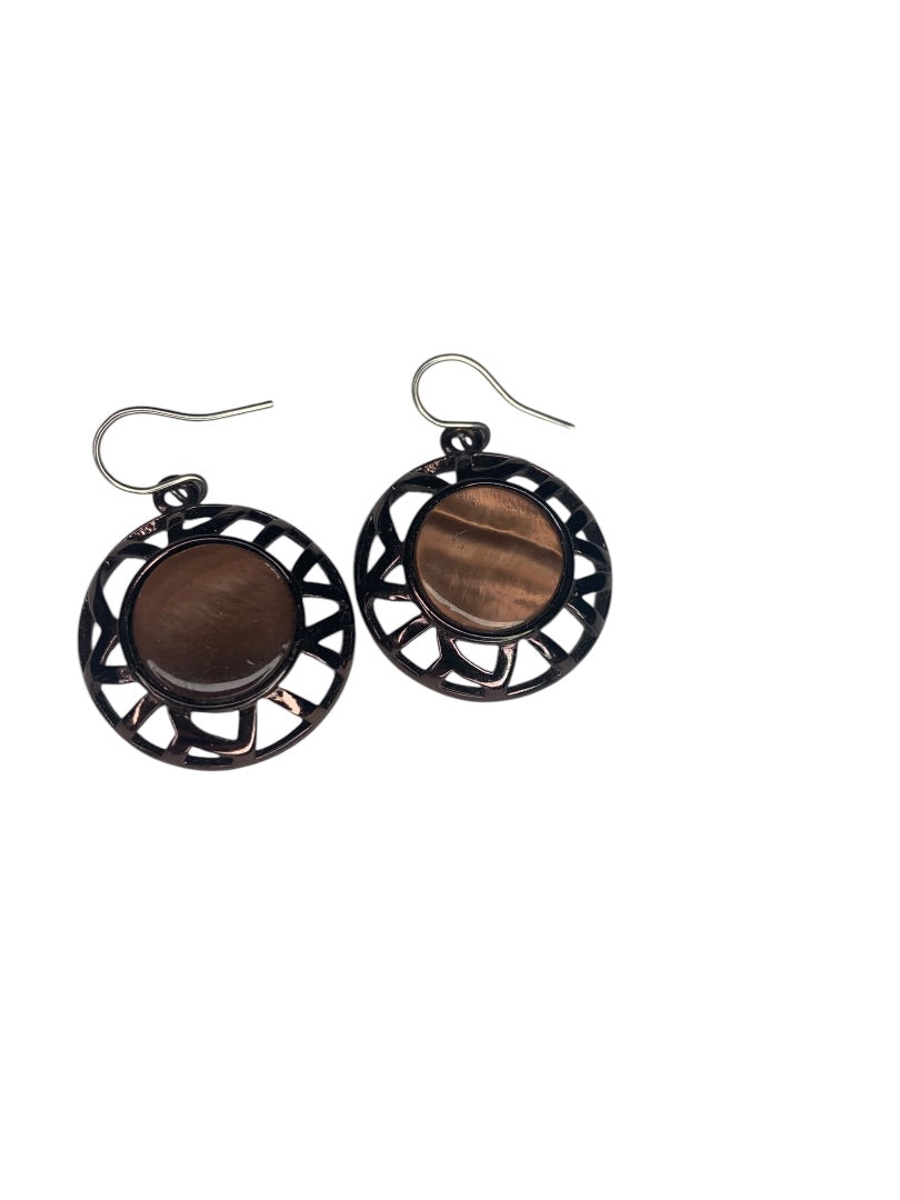 Black Brown Hook Pierced Earrings 1.25 Inch Drop Dangle