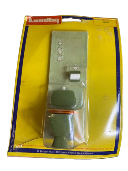 Lundby of Sweden 1980s Miniature New Green Toilet Bathroom