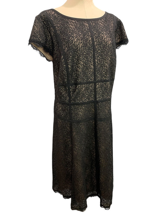 Size 20 Adrianna Papell  Black Lace Nude Lined A-Line Dress