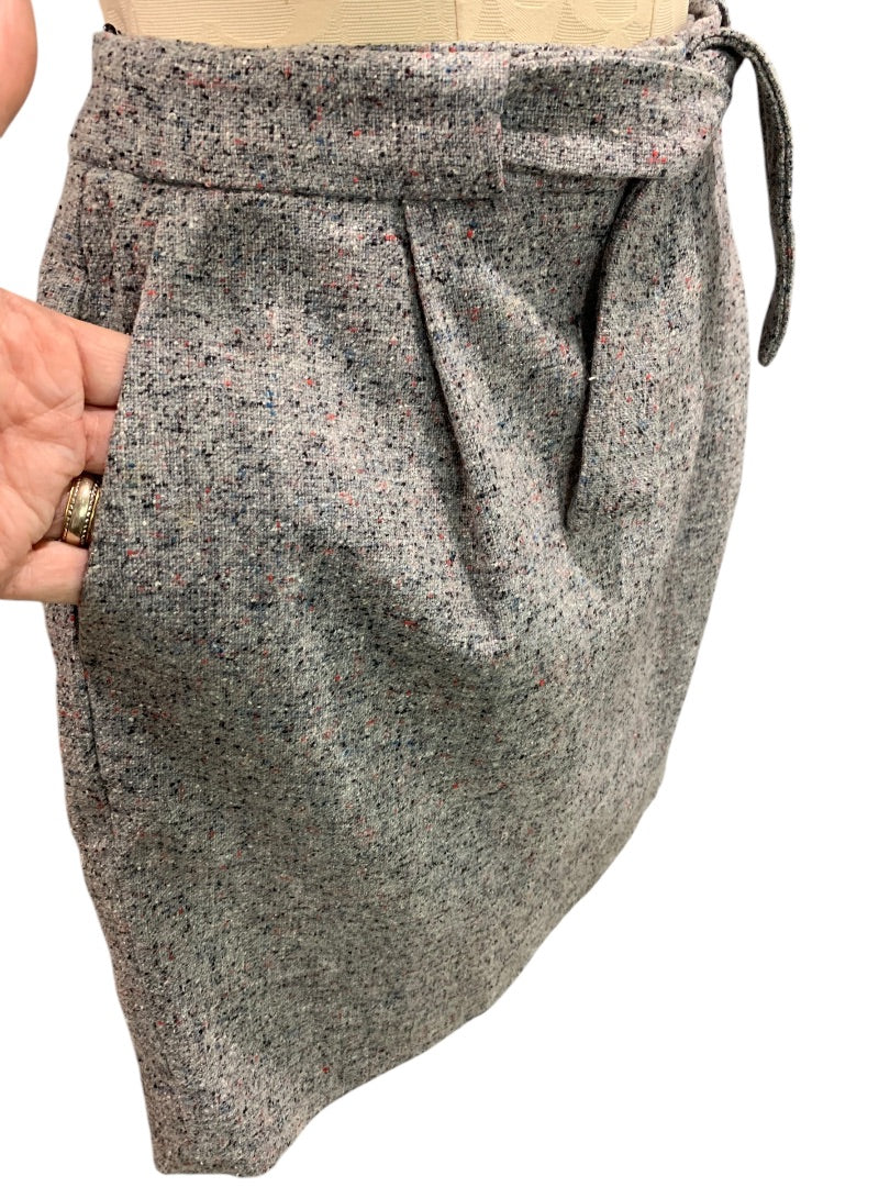 Size 6 J.Crew Skirt Wool Silk Blend Tweed Gray Lined Mini