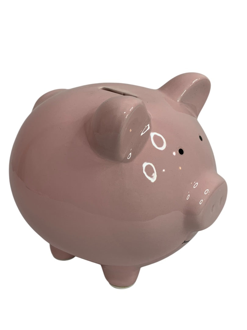 Traditional Ceramic Piggy Bank Pink 6 x 7.5 Inches Removable Stopper