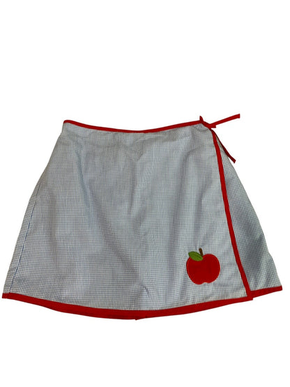 Size 10 Little English Girls Youth Short Checked Apple Applique