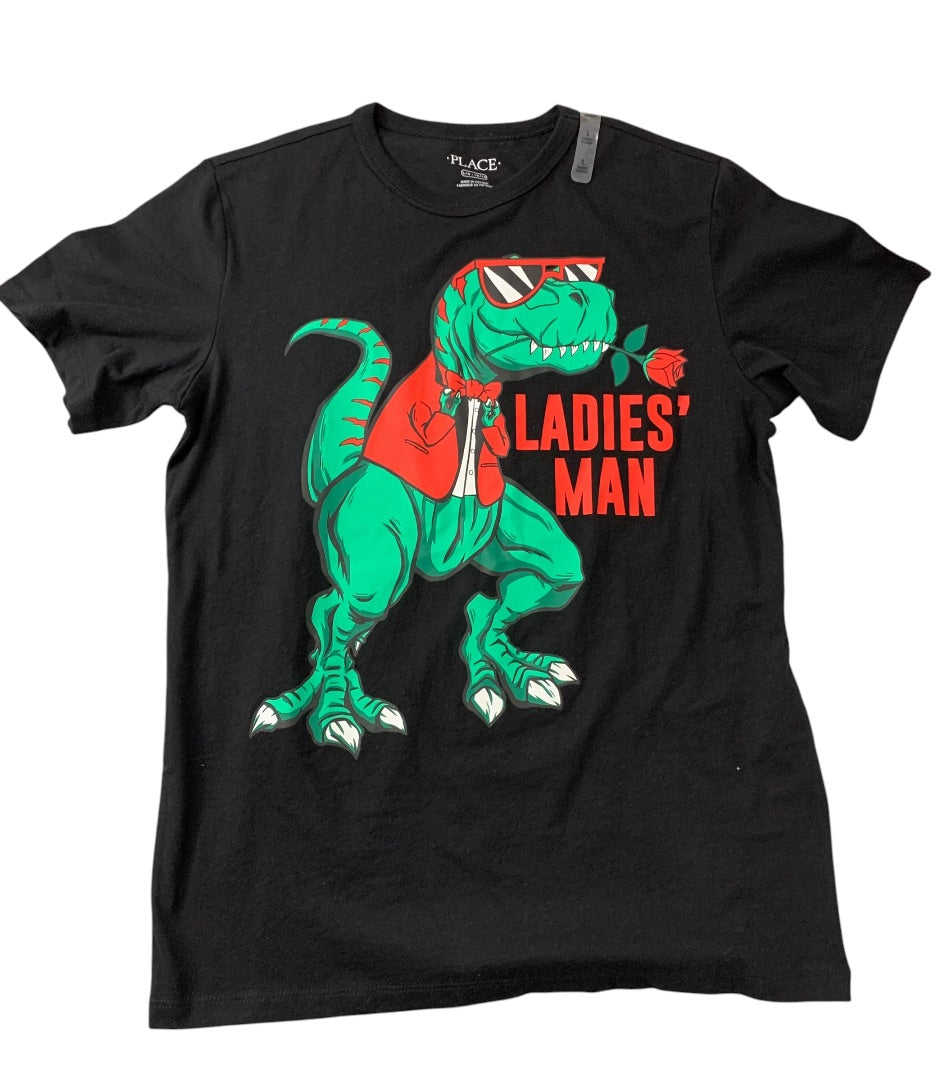 Large Place Boys New Tshirt Dino Ladies Man Black Short Sleeve