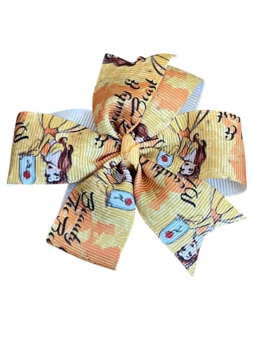 Set of 3 Princess Hair Clips Bows Beauty Frozen Snow White 3 Inch