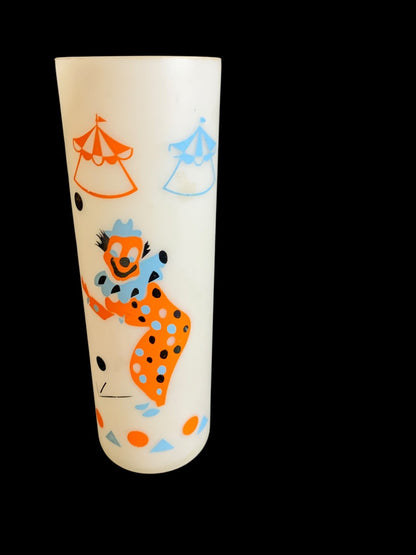 MidCentury Plastic Drinking Glass Clown Circus Theme 7 Inch