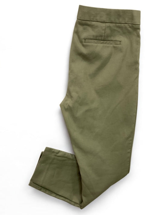 Size 12 LOFT Womens Olive Green Side Zip Pants Chino Style Ankle