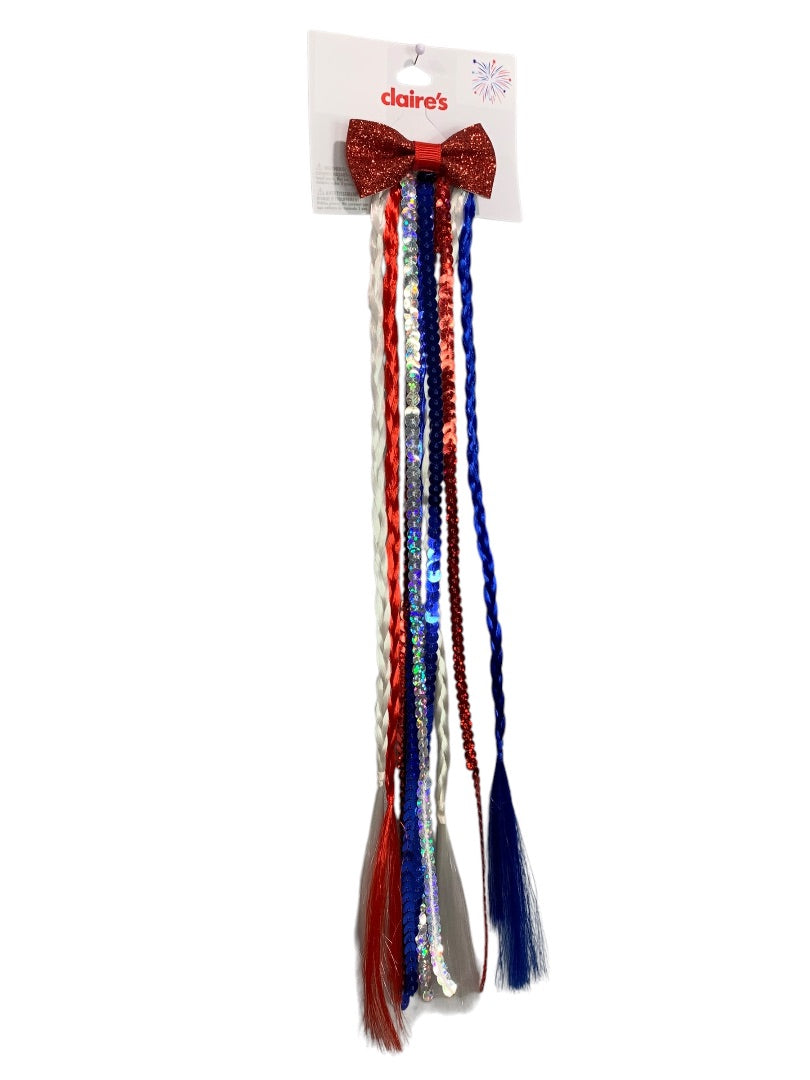 Claires New Hair Clip 15 Inch Long Sparkly Patriotic USA