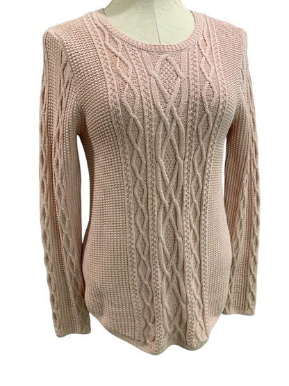 Small Jeanne Pierre Womens Pink Cable Knit Cotton Sweater