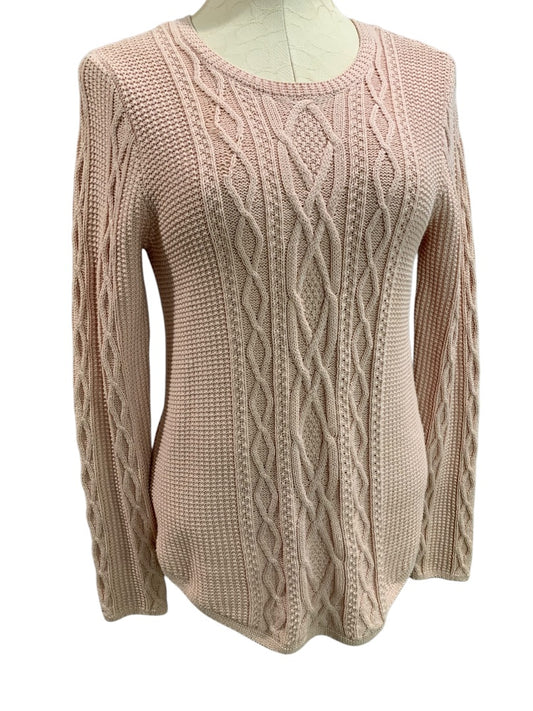 Small Jeanne Pierre Womens Pink Cable Knit Cotton Sweater