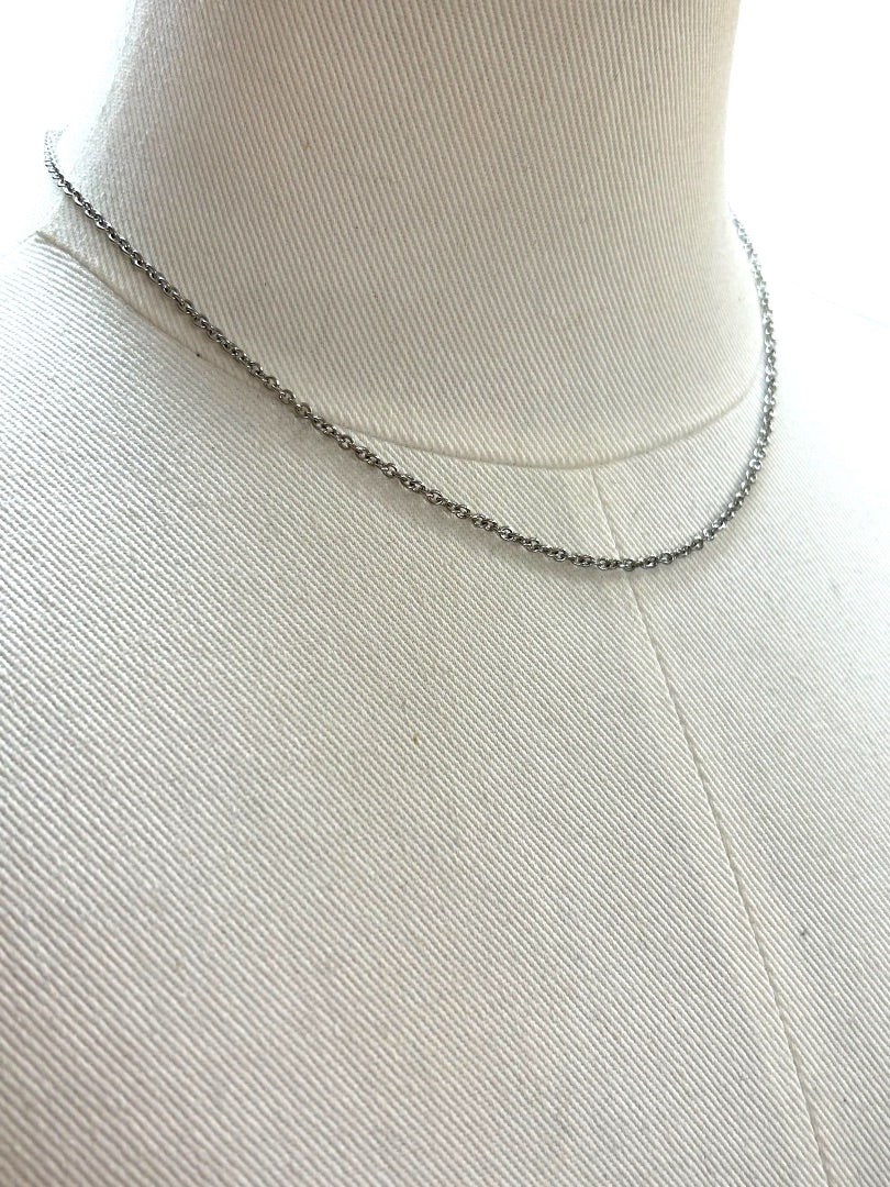 Silvertone Chain Necklace 16.5" plus 1.5" Extender Lobster Clasp