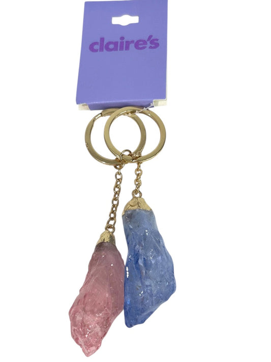 Claires New Crystal Keyrings Key Chain Set of 2 Blue Pink