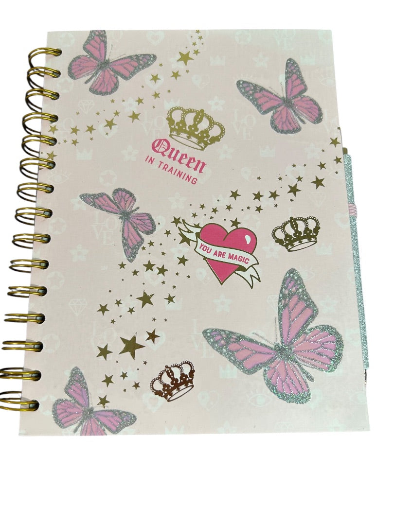Claires New Butterfly Lined Journal Spiral Bound 8 x 6 Inch