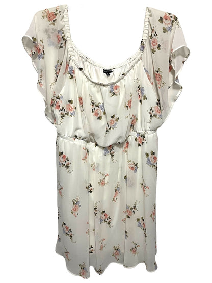 3X Torrid Lined Floral Flutter Sleeve Dress Blouson Style Off Shoulder