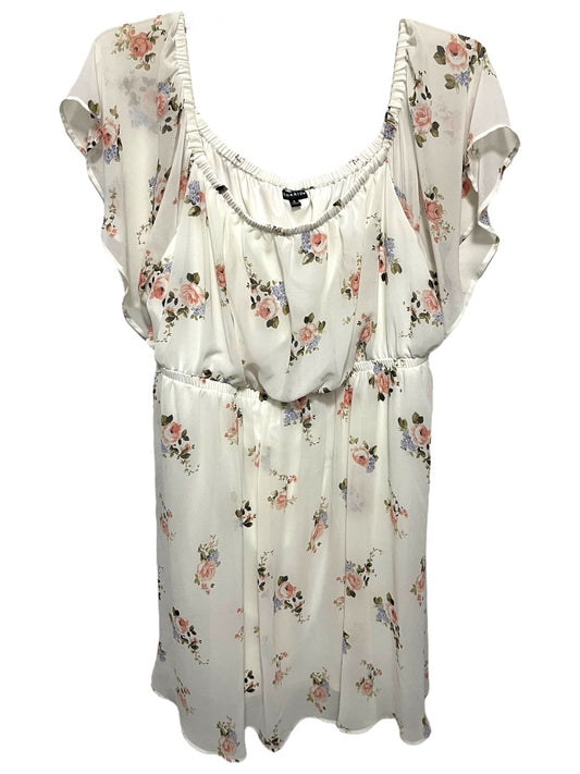 3X Torrid Lined Floral Flutter Sleeve Dress Blouson Style Off Shoulder