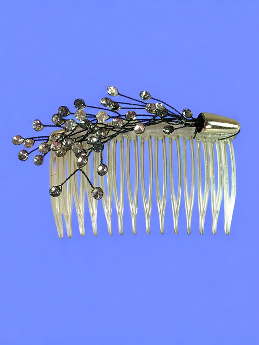 Vintage Plastic Hair Comb Rhinestone Spray Formal Updo 3 Inch