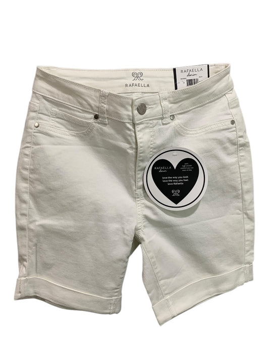 Size 4 Rafaella Womens New White Denim Jean Shorts High Rise